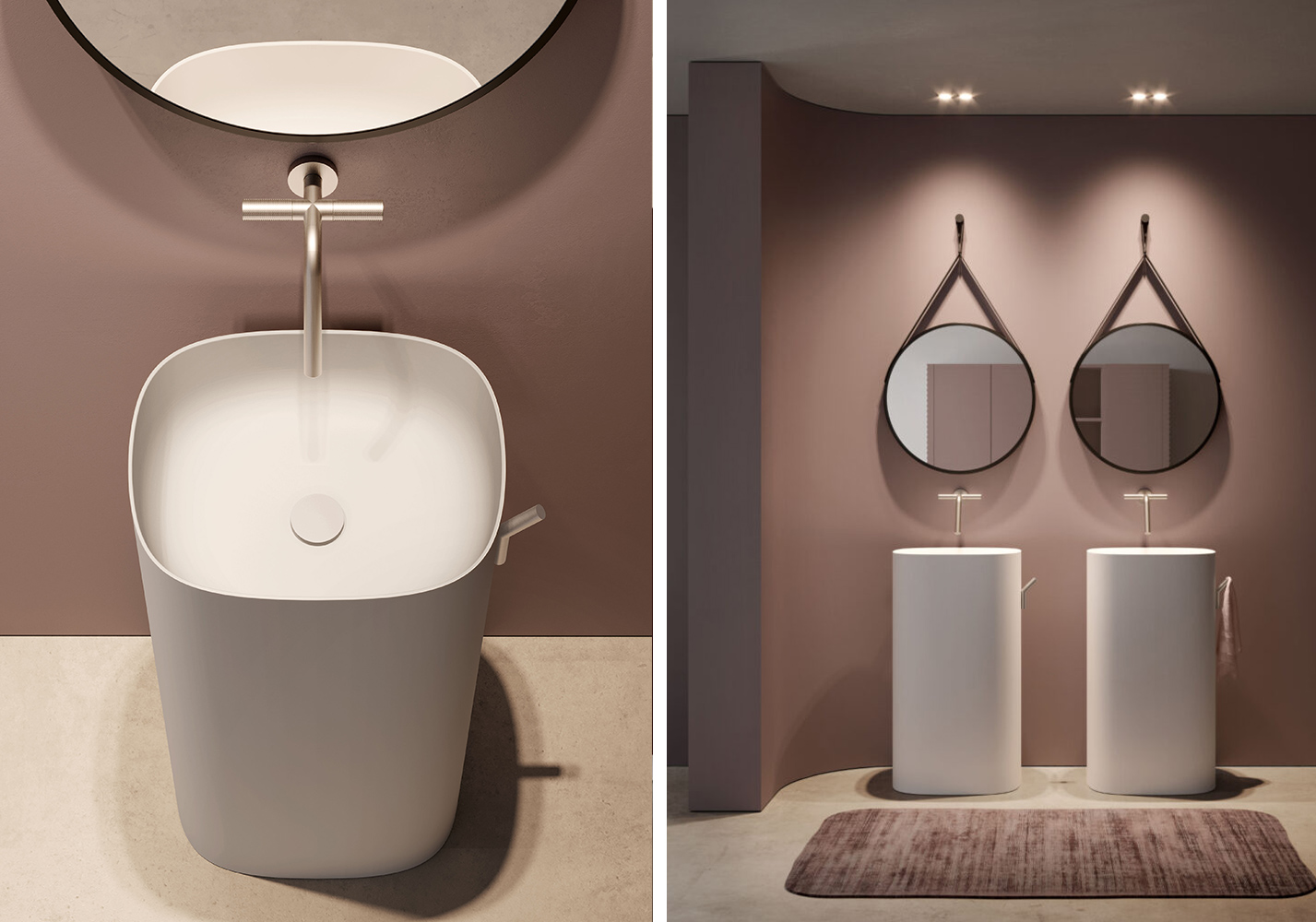 Colours and textured surfaces of - for bathroom Ideagroup sculptural a modern elegance